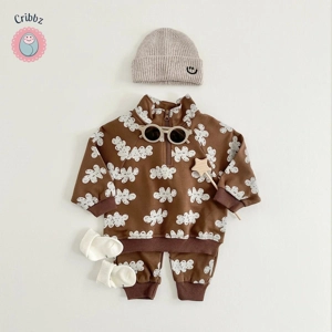 Unisex Cloud Print Zipper Sweatshirt Set