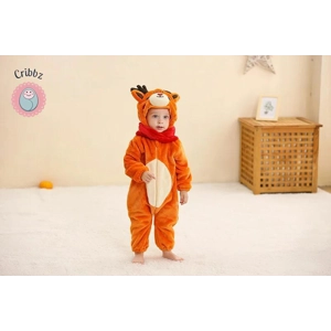 Hooded Flannel Baby Romper Jumpsuit