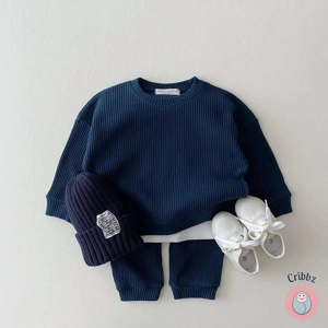Toddler Waffle Cotton Sweatshirt and Pants Set
