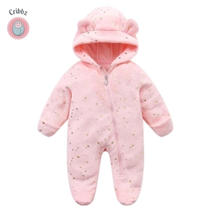 Cozy Velvet Hooded Baby Romper Set