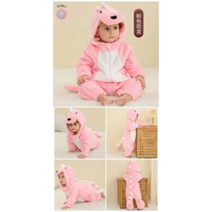 Winter Dinosaur Hooded Baby Jumpsuit