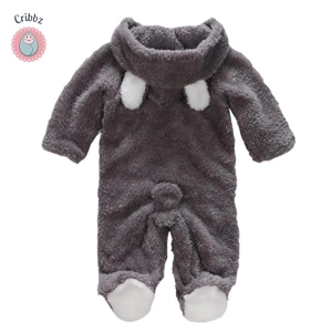 Winter Plush Baby Cartoon Hooded Romper