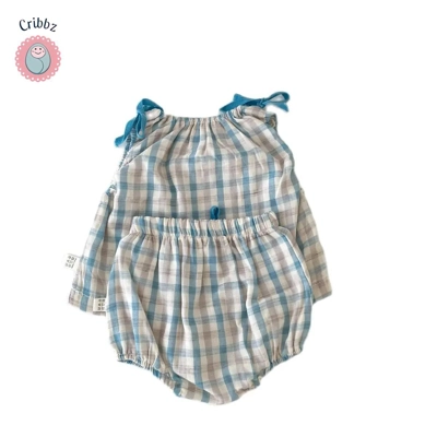 Plaid Baby Girls Summer Clothes Set title=