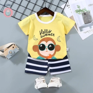 Kids Cartoon Print T-Shirt & Shorts Set