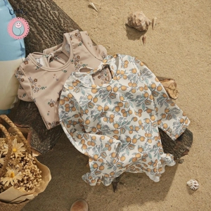 Girls Floral Long Sleeve Swimsuit