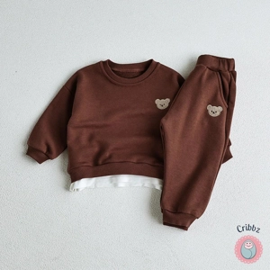 Cartoon Bear Toddler Hoodie and Pants Set