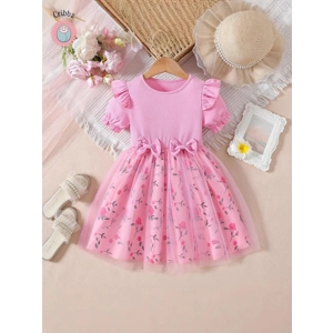 Trendy Floral Bow Dress for Girls