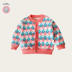 Cute Cherry Checkered Fur Padded Coat