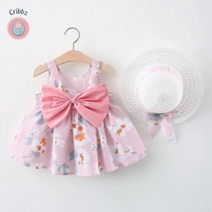 Cute Floral Toddler Dress with Bow Hat