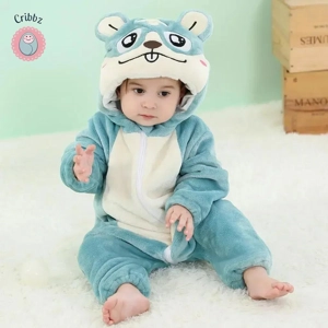 Winter Dinosaur Hooded Baby Jumpsuit