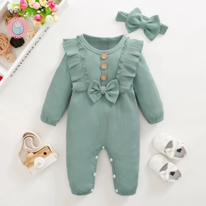 Newborn Baby Girl Long Sleeve Ruffle Bodysuit