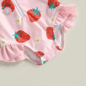 Flamingo Flower Print Baby Girl Swimwear