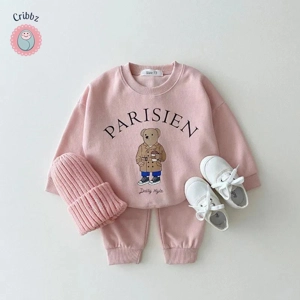 Childrens Bear Pullover Sweatshirt and Pants Set