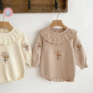 Baby Girl Knit Embroidered Jumpsuit