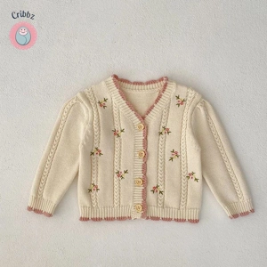 MilanCel Toddler Girls Embroidered Cardigan
