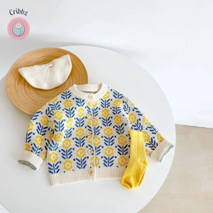 Baby Girl Knit Cardigan & Jumpsuit Set