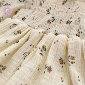 Floral Linen Baby Bodysuit for Girls