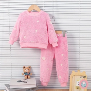 Cozy Pink Plush Baby Pajama Set