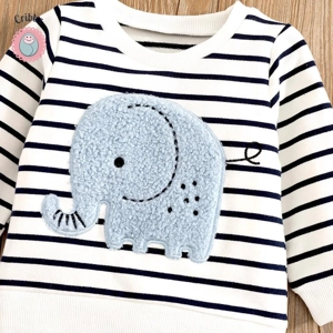 Cute Elephant Stripe Outfit for Toddlers