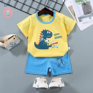 Kids Cartoon Print T-Shirt & Shorts Set