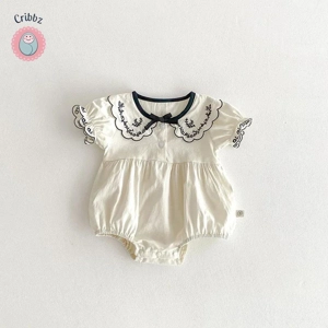 Baby Girls Summer Embroidered Bodysuit Set