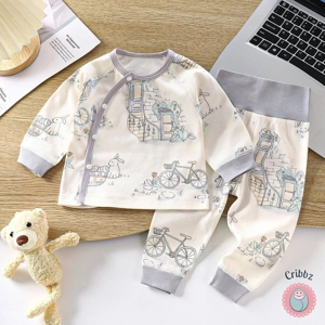 Autumn Cartoon Print Sleepwear Set for Girls