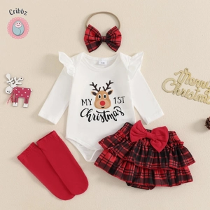 Autumn Christmas Baby Girl Outfit Set