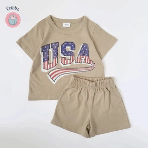 Baby Boys USA Print Short Sleeve Romper