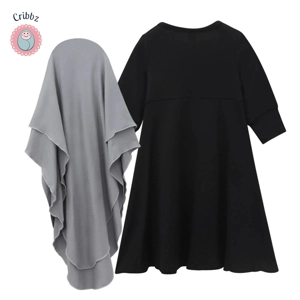 Muslim Baby Girls Elegant Abaya Set