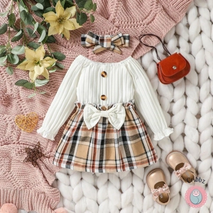 Cute Plaid Bow Baby Girls Autumn Dress