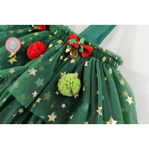 Girls Green Tulle Christmas Dress