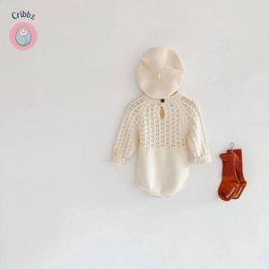 Spring Baby Girl Knit Hollow Romper