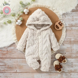 Winter Plush Hoodie Jumpsuit for Boys