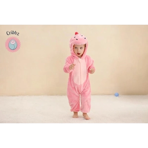 Hooded Flannel Baby Romper Jumpsuit