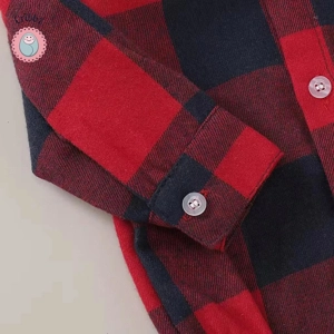 Red Plaid Long Sleeve Baby Boy Romper