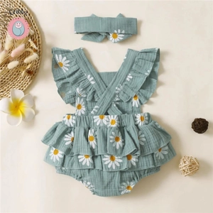 Infant Girl Ruffle Sleeveless Romper Outfit