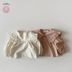 Casual Big Collar Long Sleeve Baby Blouse