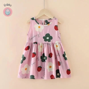 Girls Summer Sleeveless Floral Print Dress