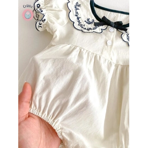 Baby Girls Summer Embroidered Bodysuit Set