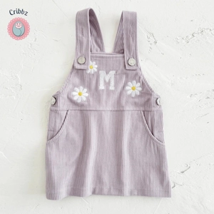 Cute Purple Daisy Embroidered Baby Dress