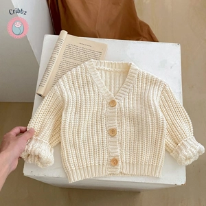 Autumn V-Neck Cardigan for Newborns