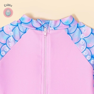 Girls Long Sleeve Ruffle Swimsuit