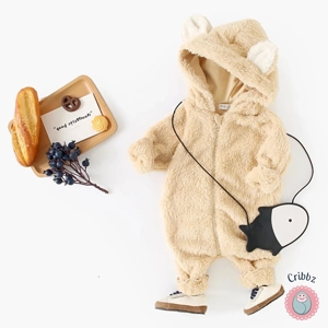 Warm Fleece Toddler Animal Hooded Jumpsuit