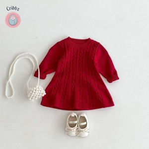 Girls Knitted A-Line Sweater Dress