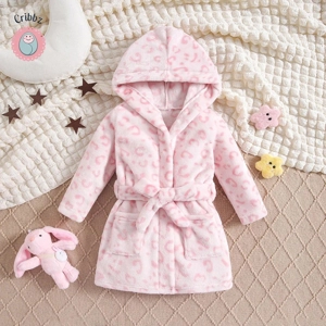 Soft Fleece Baby Girl Leopard Robe