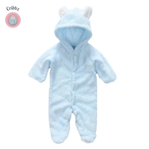 Winter Plush Baby Cartoon Hooded Romper