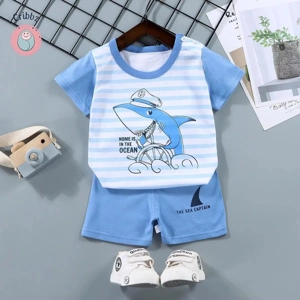Kids Cartoon Print T-Shirt & Shorts Set