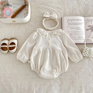 Spring Lace Collar Baby Bodysuit Set
