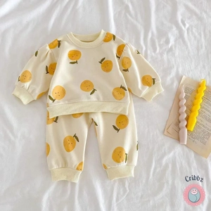 Fruit Print Cotton Hoodie Set