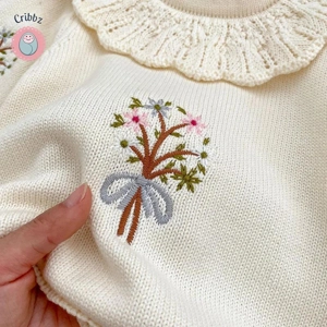 Baby Girl Knit Embroidered Jumpsuit